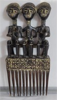 African carved wood comb 19" x 9"