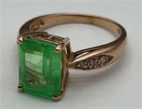 4ct natural emerald ring with 14k gold overlay