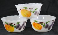 (3) FireKing Gay Fad Custard Cups