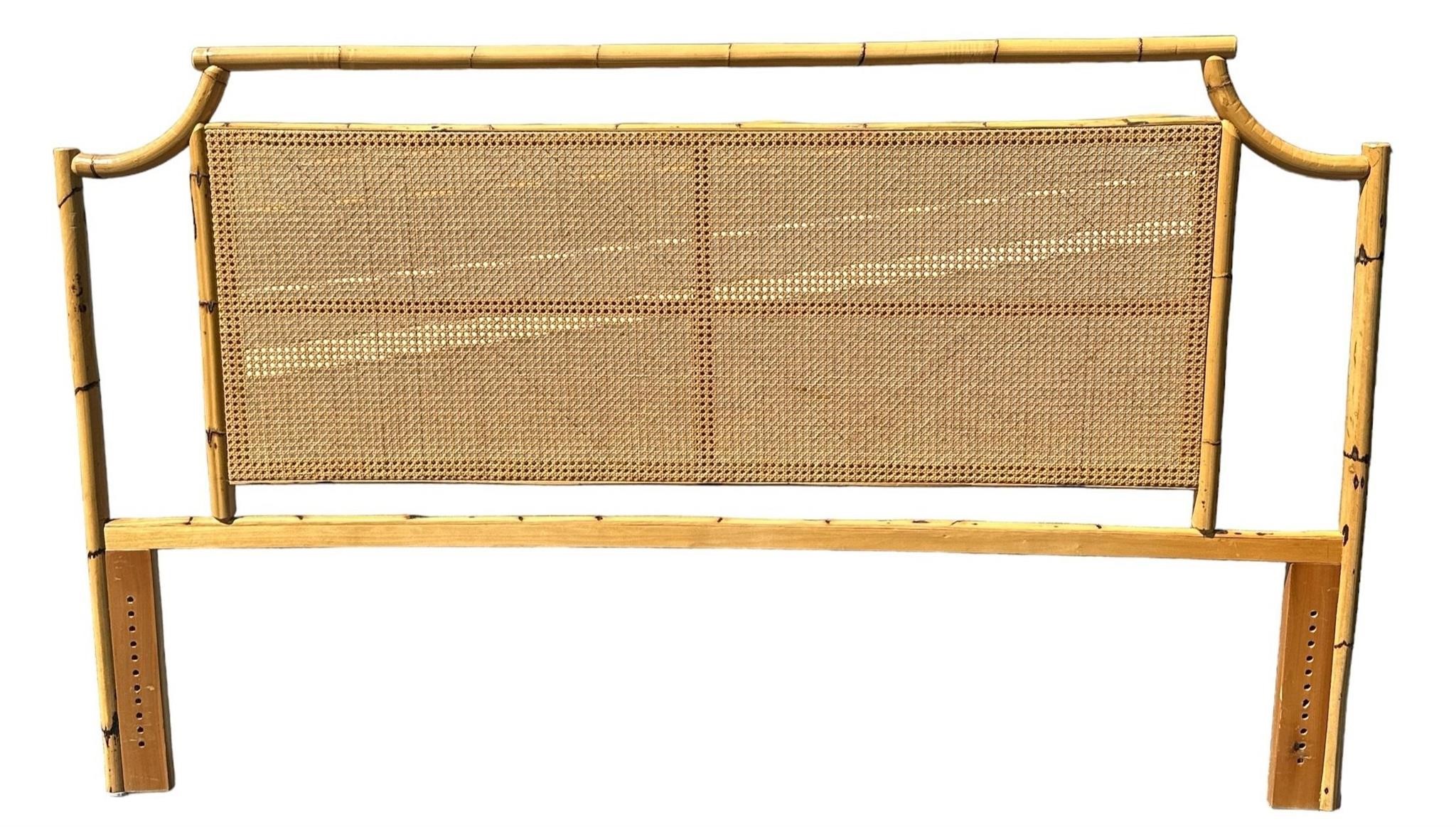 Mid Century Bamboo and Rattan Headboard, King