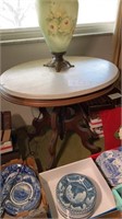 Antique Marble Top Side Table Oval L