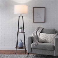 C9016  Mainstays Etagere Floor Lamp, 2 Shelves, Bl