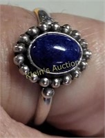 Lapis Lazuli & Sterling Gemstone Ring Sz 7 3/4
