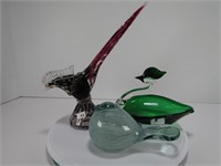 3 ART GLASS BIRDS- TALLEST: 10.25"
