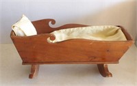 Antique Hand Crafted Wooden Baby Doll Cradle