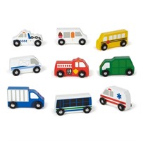 Melissa & Doug Town Vehicles Set in Wooden Tray (9