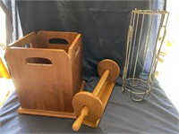 Wood Box, Metal Stand, Paper Towel Holder