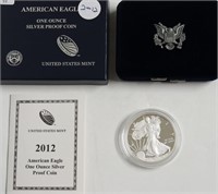 2012 PROOF SILVER EAGLE W BOX PAPERS