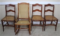 (4) 19th C. Cane Seat Chairs