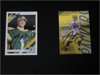 Lot of 2 Signed Aaron Rodgers Cards COA Pros