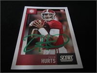 Jalen Hurts Signed Trading Card RC COA Pros