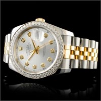 36MM Rolex DateJust Diamonds Watch 18K YG/SS
