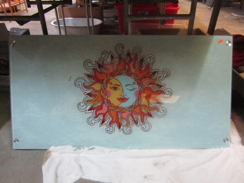 GLASS TABLE TOP W/ SUN DESIGN