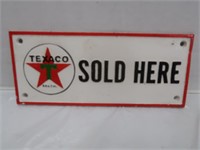 Cast Iron "Texaco" "Sold Here" Sign-9 3/8"x4"