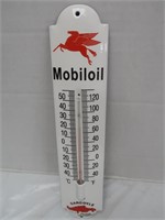 Porcelain "Mobil Oil" Thermometer-12"x2 1/2"