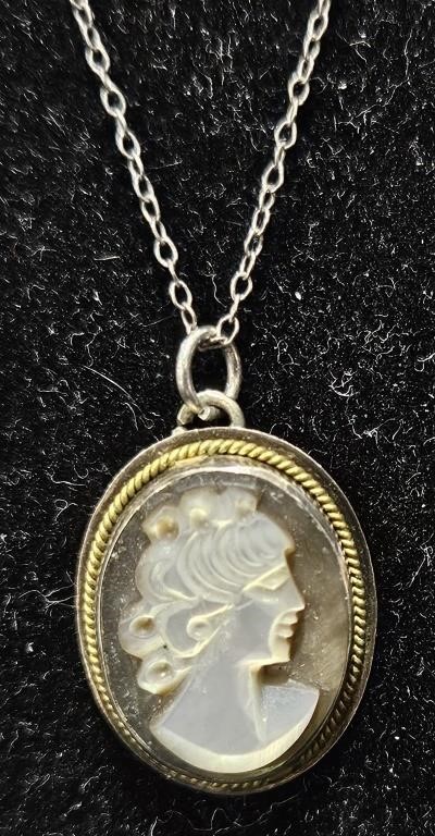 .925 Necklace Chain w Cameo Marked 800