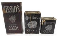 Lot of 3,Hershey Cocoa Tins 1/4,1/2,1 lb