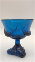 Blue Glass Pedestal Candy Dish
