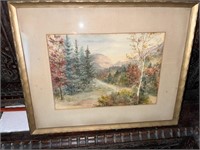 20th C. Watercolor of Mountain Scene, Unsigned