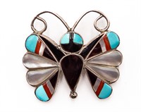 Sara Edaakie Zuni Stone Inlay Butterfly Brooch Pin