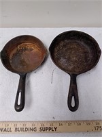 2 small cast iron skillets