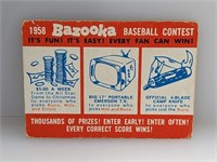 1958 Topps Bazooka Contest Card AllStar Game Entry