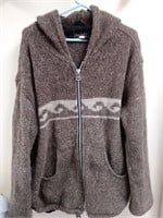 Wool zip up hooded sweatshirt