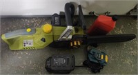 40V Electric Chainsaw w/ Chain Oil, Batteries,