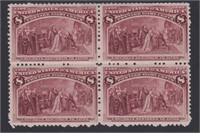 US Stamps #236 Mint HR/NH Block of 4, bottom 2 sta