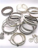 Bangle Bracelets, Earrings & Ring Approx. 30pc lot