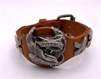 Leather Live to Ride Eagle Bracelet