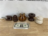 Group of different stoneware electric insulators