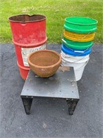 steel barrel, buckets, router table & more