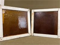 2 Antique Stain Glass Window Panels