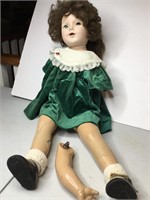 Doll-Green Dress (1 Arm Detached) 29" Tall