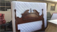 Vintage Queen headboard , mattress and foundation