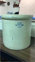 STONEWARE SALT GLAZE 5 GALLON CROCK cracked