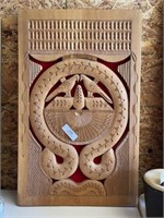 Teak Vintage Oriental Hand Carved Wall Art