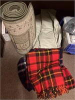 Air mattress, rug, blankets