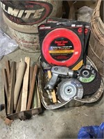 Lot with craftsman band Saw blade, air tool,