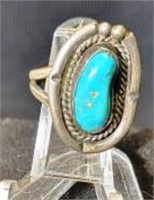 Sterling Silver & Turquoise Ring Size 3