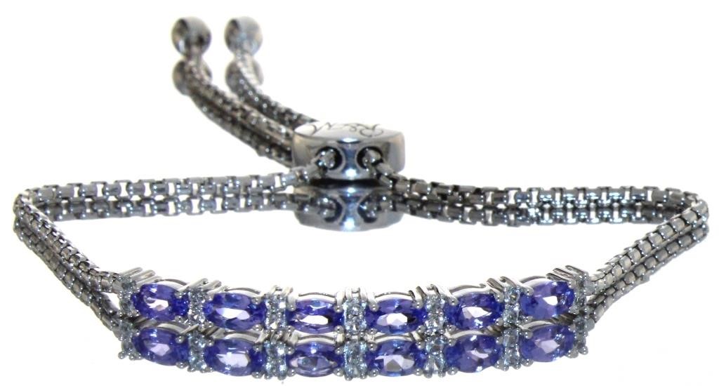 Tanzanite & White Sapphire Designer Bolo Bracelet | Interstate Auction ...