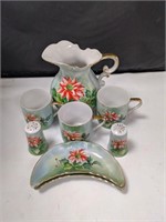 Vintage Pitcher, Mugs S & P Shakers + 2 Pickle