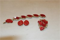 Matching Set of Necklace, Clip on Earrings &