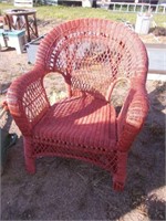 Red Wicker Porch Chair