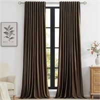PRIMROSE Brown Velvet Curtains 52x108 inches