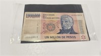 Argentina 1 Million Pesos Hyperinflation Banknote