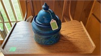 Blue unmarked jar with lid