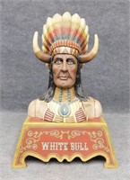 Carved Wood and Polychrome Native American Bust