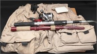 Backpacking Fishing Poles With Fishing Vest & Gear